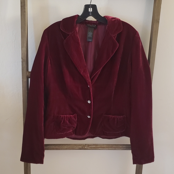 LIZ CLAIBORNE Women's Suede Suite Jacket Burgundy - Picture 1 of 12